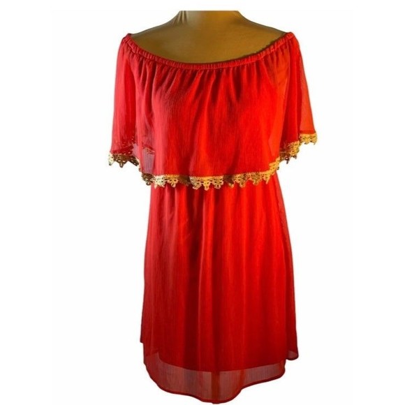 Charming Charlie Dresses & Skirts - Charming Charlie Off The Shoulder Coral Tunic Dress